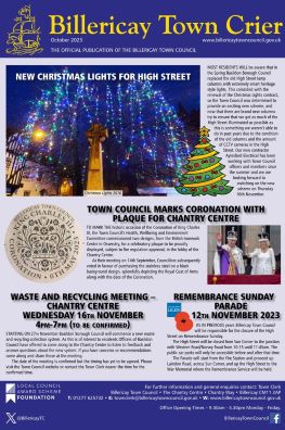 Front page of Town Crier October  2023