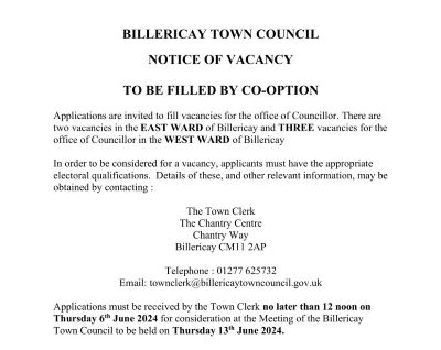 Vacancies on Billericay Town Council